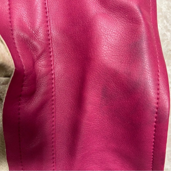 7 For All Mankind Pink Faux Leather Jacket SZ M - Picture 3 of 4